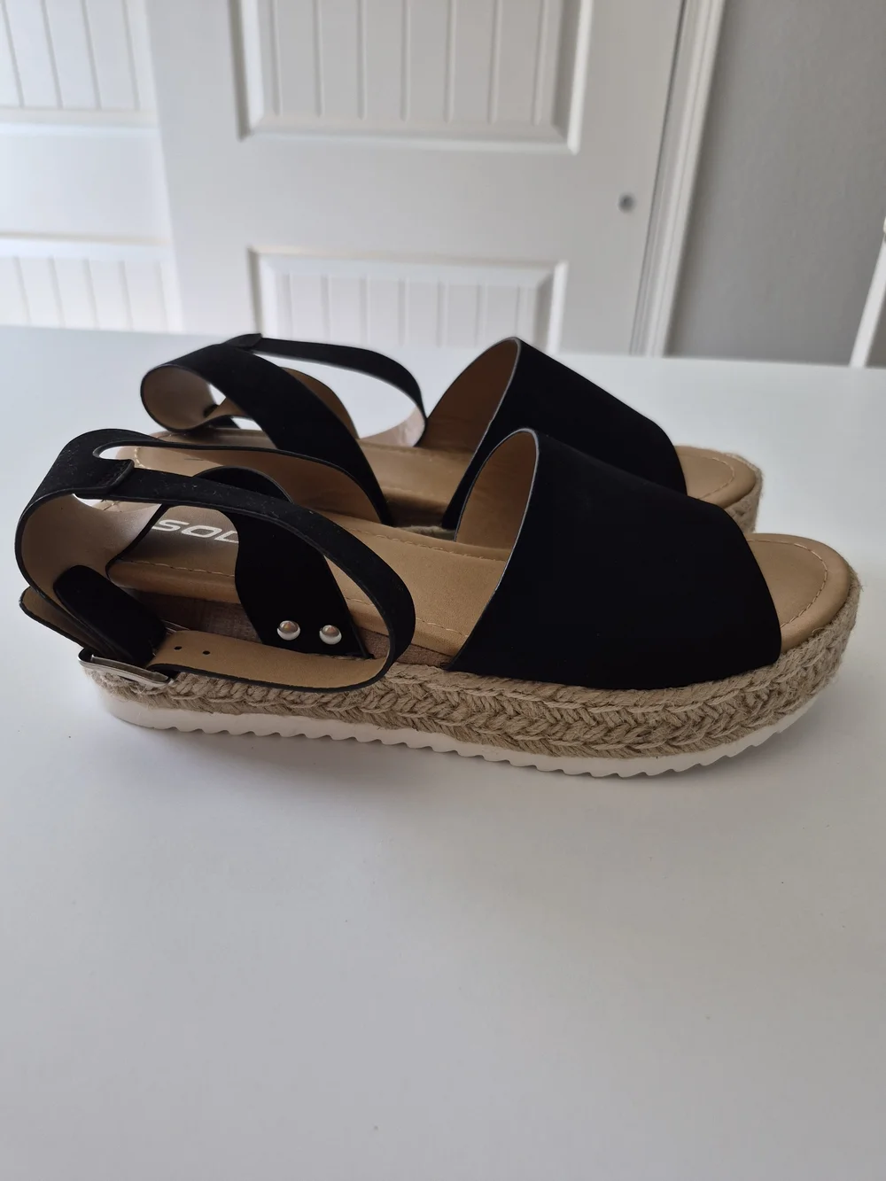 Soda Topic Open Toe Buckle Ankle Strap Espadrilles Flatform Wedge Casual Sandal